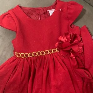 Girls Holiday Dress In Red with Headband